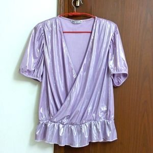 Zara Metallic purple top